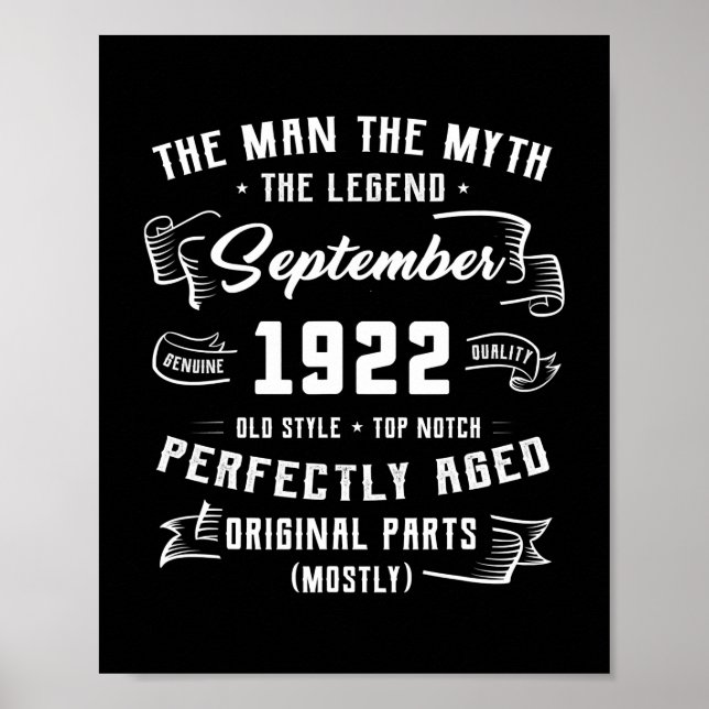 Mens Man Myth Legend September 1922 100th Poster (Front)