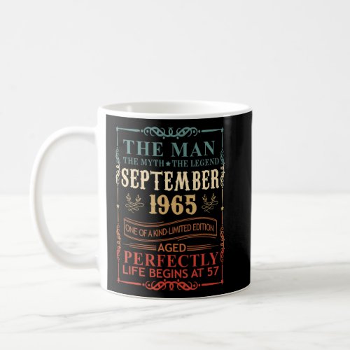 Mens Man Myth Legend September 1965 57th Birthday  Coffee Mug