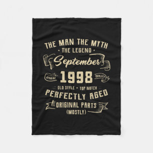 Mens Man Myth Legend September 1998 24th Birthday Fleece Blanket