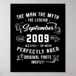 Mens Man Myth Legend September 2009 13th Birthday Poster<br><div class="desc">Mens Man Myth Legend September 2009 13th Birthday Gift 13 Years Gift. Perfect gift for your dad,  mom,  papa,  men,  women,  friend and family members on Thanksgiving Day,  Christmas Day,  Mothers Day,  Fathers Day,  4th of July,  1776 Independent day,  Veterans Day,  Halloween Day,  Patrick's Day</div>