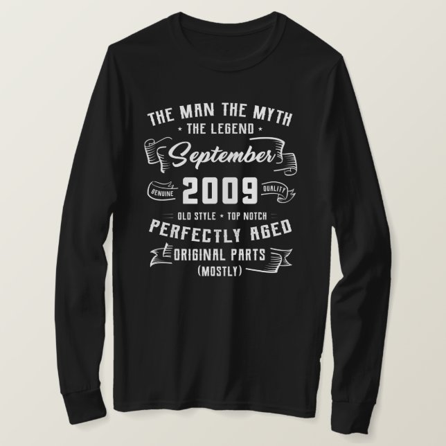 Mens Man Myth Legend September 2009 13th Birthday T-Shirt (Design Front)