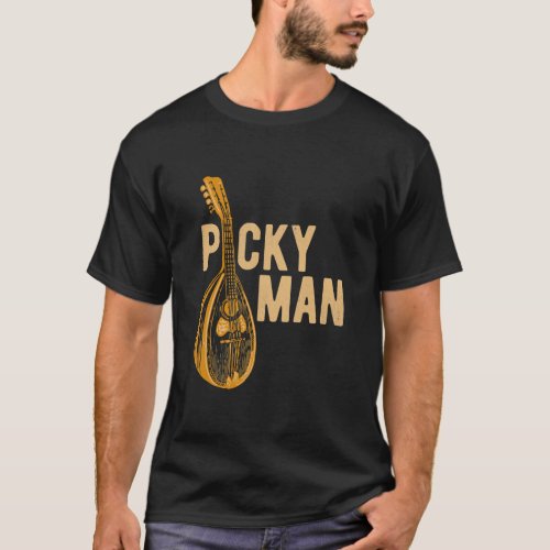 Mens Mandolin Player Picky Man Bluegrass Guitar T_Shirt