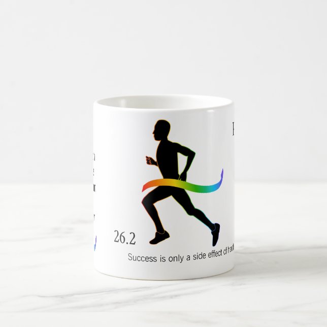 Men's Marathon with Rainbow Ribbon Coffee Mug (Center)