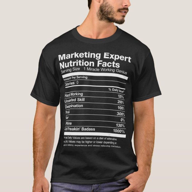 Mens Marketing Epert Nutrition Facts Funny  T-Shirt (Front)