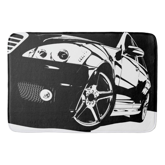 Men's Masculine Car Theme Bathroom Mat (Front)