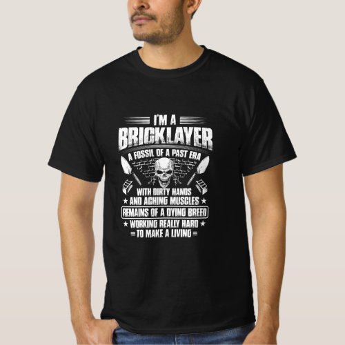 Mens Mason Fossil Of A Past Era Bricklayer  T_Shirt
