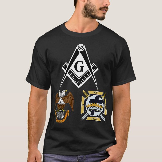 Mens Mason Scottish York Rite T Shirt Masonic Tee  (Front)