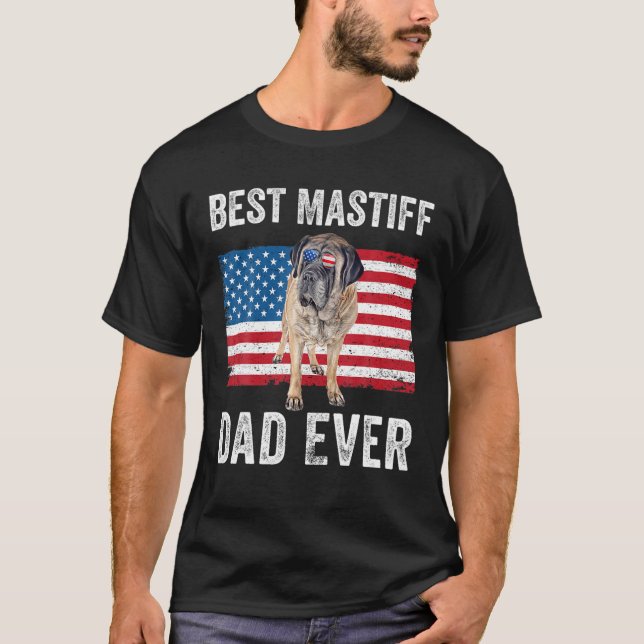 Mens Mastiff Dad Daddy American Flag English Masti T-Shirt (Front)