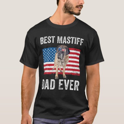 Mens Mastiff Dad Daddy American Flag English Masti T_Shirt