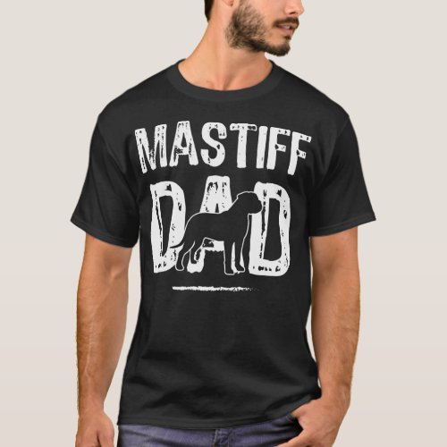 Mens Mastiff Dad Distressed Text Mastiff Dog T_Shirt