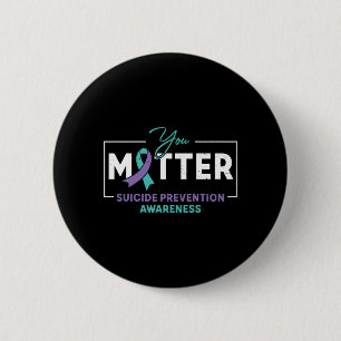 Mens Matter Teal Purple Ribbon Suicide Prevention Button