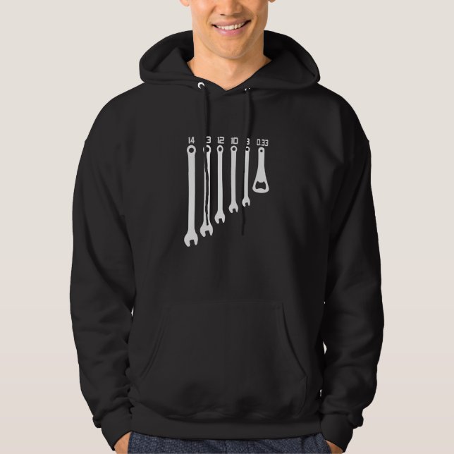 Mens Mechanic Car Beer Alcohol Wrench Craftsman Hoodie (Front)