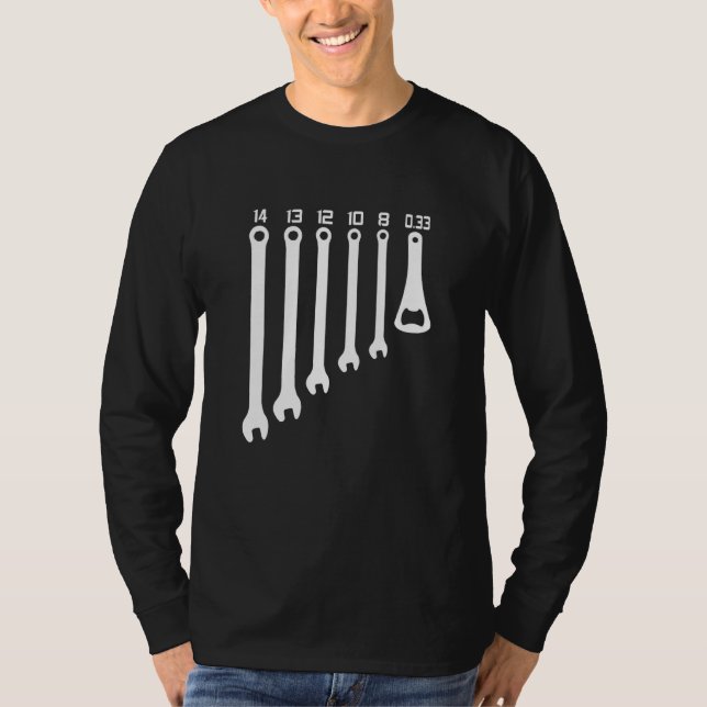 Mens Mechanic Car Beer Alcohol Wrench Craftsman T-Shirt (Front)