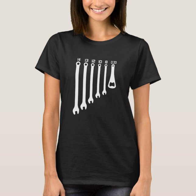 Mens Mechanic Car Beer Alcohol Wrench Craftsman T-Shirt (Front)