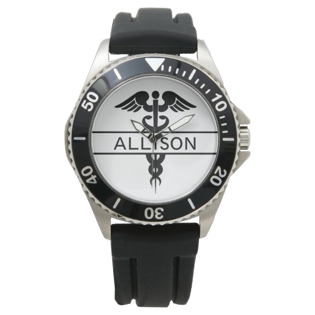 Men's Medical Caduceus Symbol Black Modern Watch (Front)