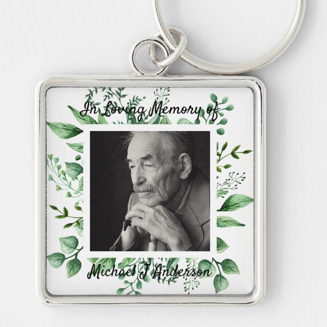 Mens Memorial Gift Bereavement Photo Loving Memory Keychain (Front)