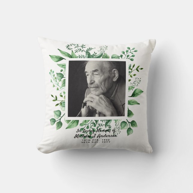 Mens Memorial Gift Bereavement Photo Loving Memory Throw Pillow (Front)