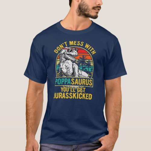 Mens Men Fathers Day Funny Poppasaurus Dinosaur T_Shirt