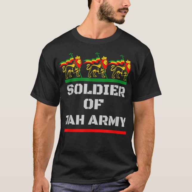 Mens Men Women Jamaica Reggae Jah Army Rastafari L T-Shirt (Front)