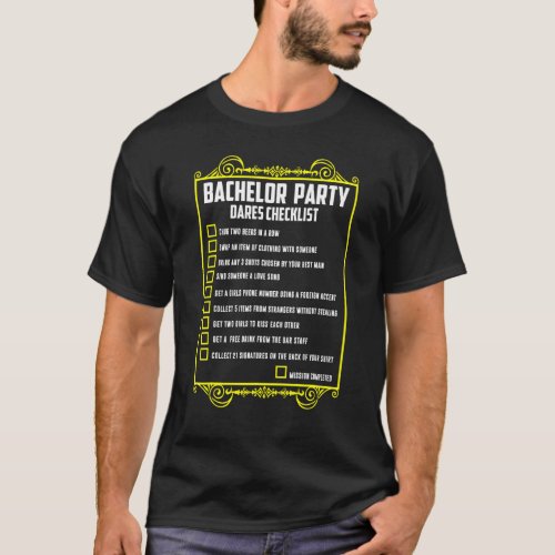 Mens Mens Bachelor Party Checklist Grooms Stag Nig T_Shirt