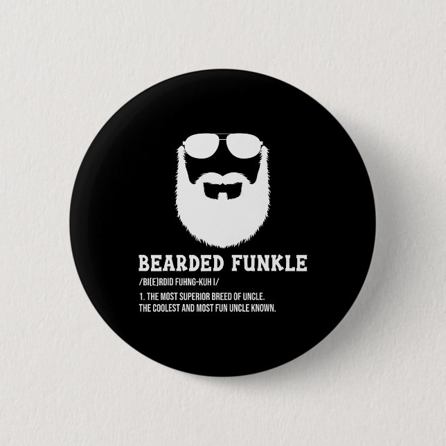 Mens Mens Bearded Uncle Dad Bearded Funkle Funny U Button (Front)