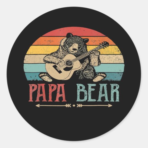 Mens Mens Cute Papa Bear Vintage Fathers Day Classic Round Sticker