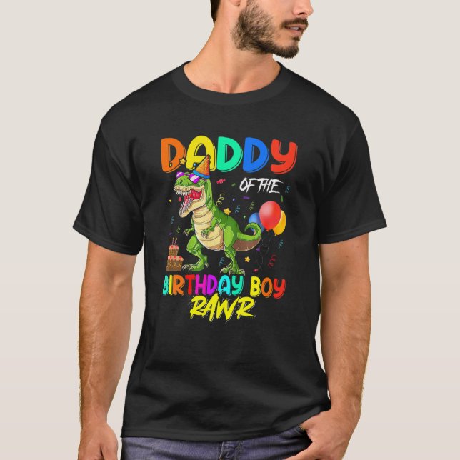 Mens Mens Daddy Of The Birthday Boy RAWR Rex Dinos T-Shirt (Front)