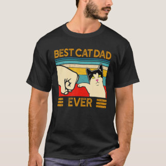 Mens Mens Fathers Day Retro Vintage Best Cat Dad E T-Shirt