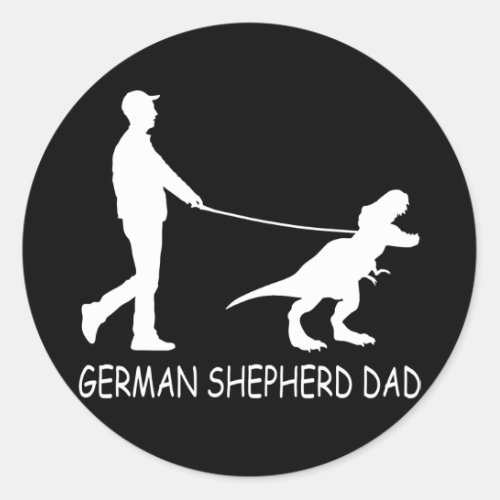 Mens Mens German Shepherd Dad Dinosaur Fathers Classic Round Sticker