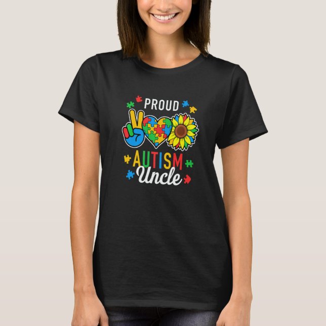 Mens Mens I'm A Proud Autism Uncle Autism Awarenes T-Shirt (Front)