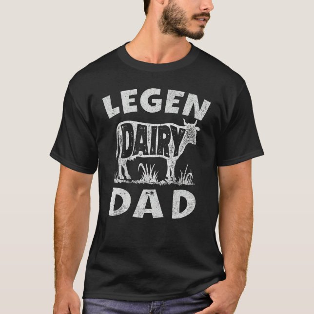 Mens Mens Legen Dairy Dad Cow Farmer Farming T-Shirt (Front)