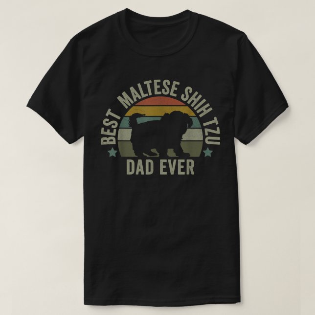 Mens Mens Maltese Shih Tzu Dad Dog , Funny Fathers T-Shirt (Design Front)