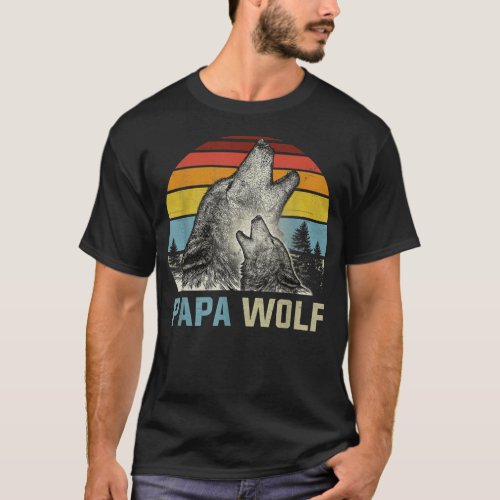 Mens Mens Papawolf Funny Wolf Papa Retro Vintage T_Shirt