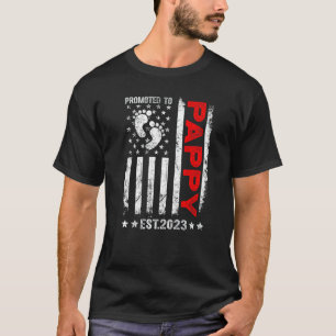 Mens Mens Promoted To Pappy 2023 American Flag Fat T-Shirt
