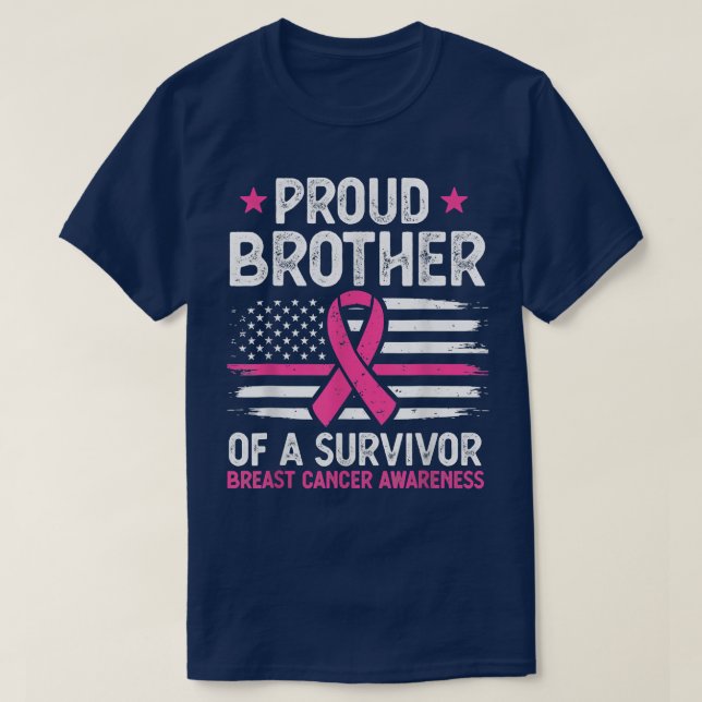 Mens Mens Proud Brother Of Survivor Breast Cancer  T-Shirt (Design Front)