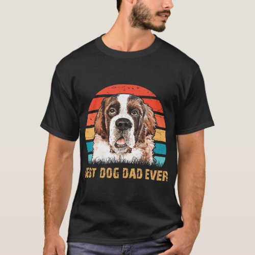 Mens Mens Quote Best Dog Dad Ever Vintage Saint B T_Shirt