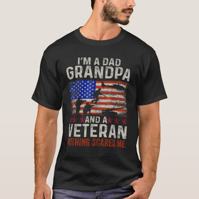 Mens Mens Retro I m a Dad Grandpa and a Veteran no T-Shirt (Front)
