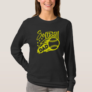 Mens Mens Softball Dad Stylized Flaming Ball T-Shirt