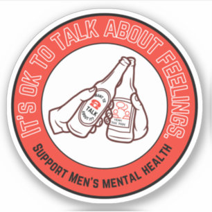 Men's Mental Health   Talk About Feelings Red Sticker