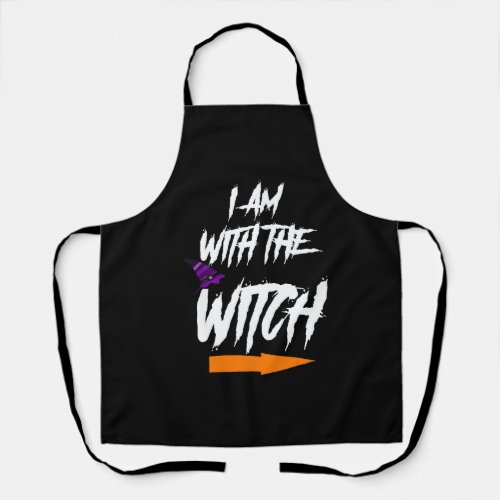 Mens Merchpole I Am With The Witch Halloween Apron