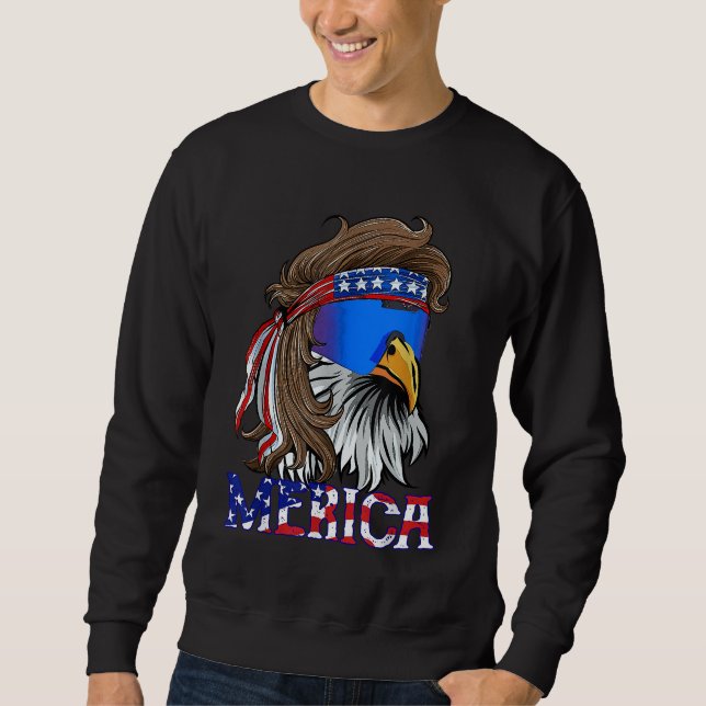 Mens Merica Eagle Mullet American Flag USA Men 4th Sweatshirt (Front)