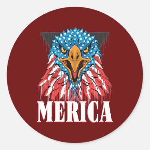 Mens Merica Eagle Mullet American Flag USA Men Classic Round Sticker
