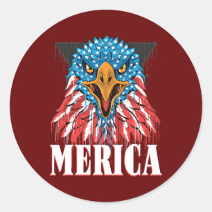Mens Merica Eagle Mullet American Flag USA Men Classic Round Sticker