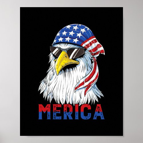 Mens Merica Eagle Mullet American Flag USA Men Poster