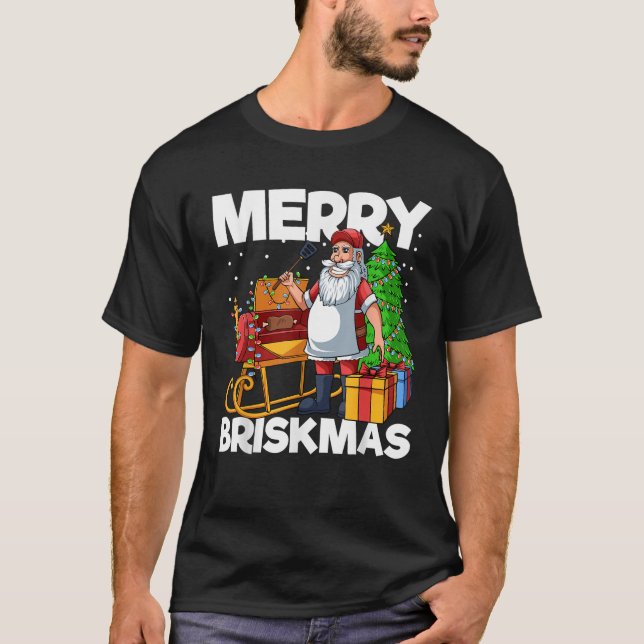 Mens Merry Briskmas Christmas July Santa Brisket S T-Shirt (Front)