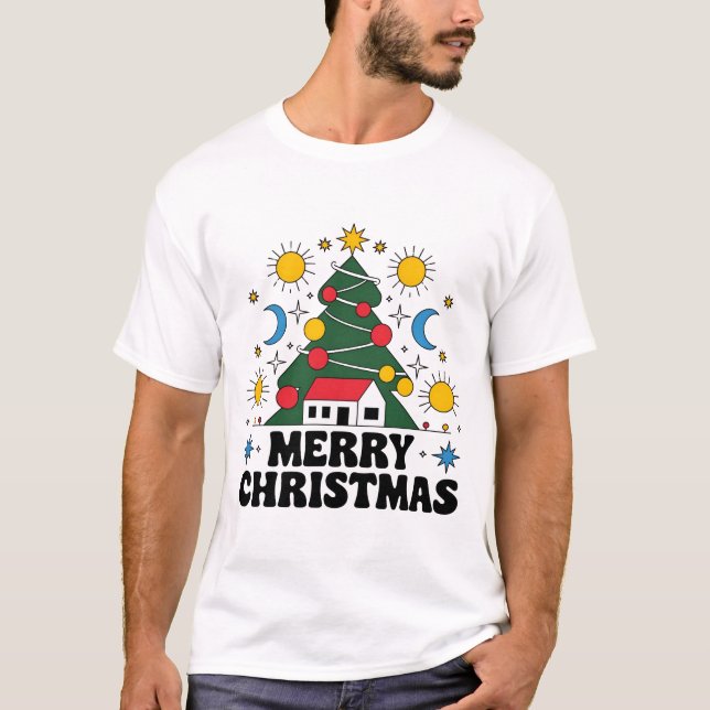Men's Merry Christmas Basic T-Shirt: Festive New M T-Shirt (Front)