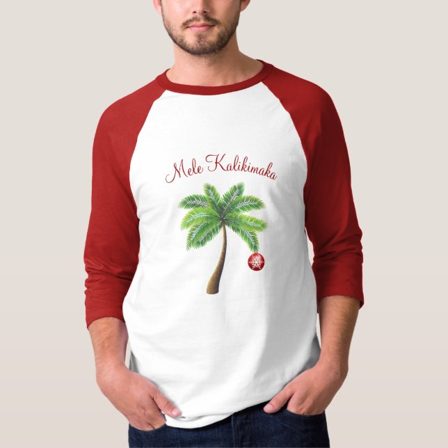 Men's Merry Christmas Palm Shirt-Mele Kalikimaka T-Shirt (Front)