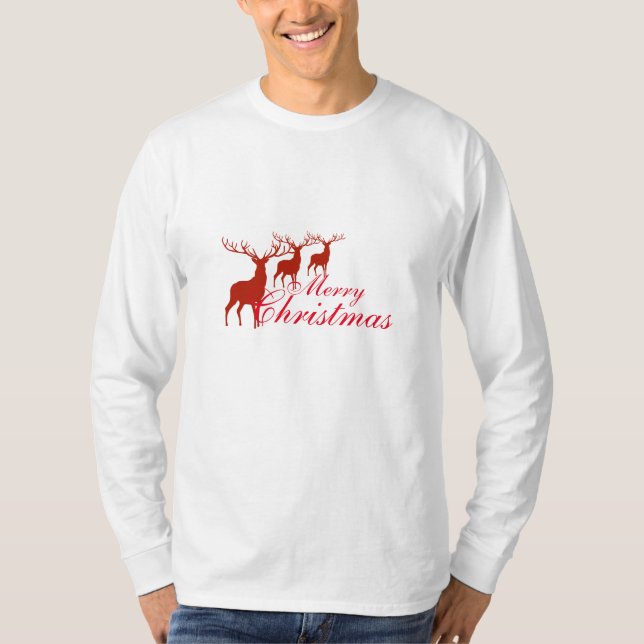 Mens Merry Christmas Reindeer Shirt (Front)