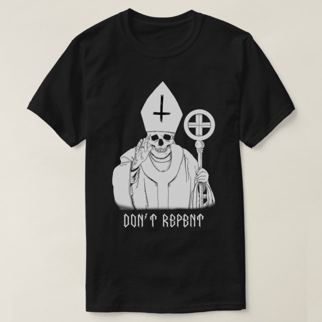 Mens Metal Don't Repent Evil Pope  T-Shirt (Design Front)
