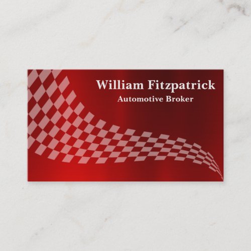 Mens Metallic Red White Racing Flag Business Card